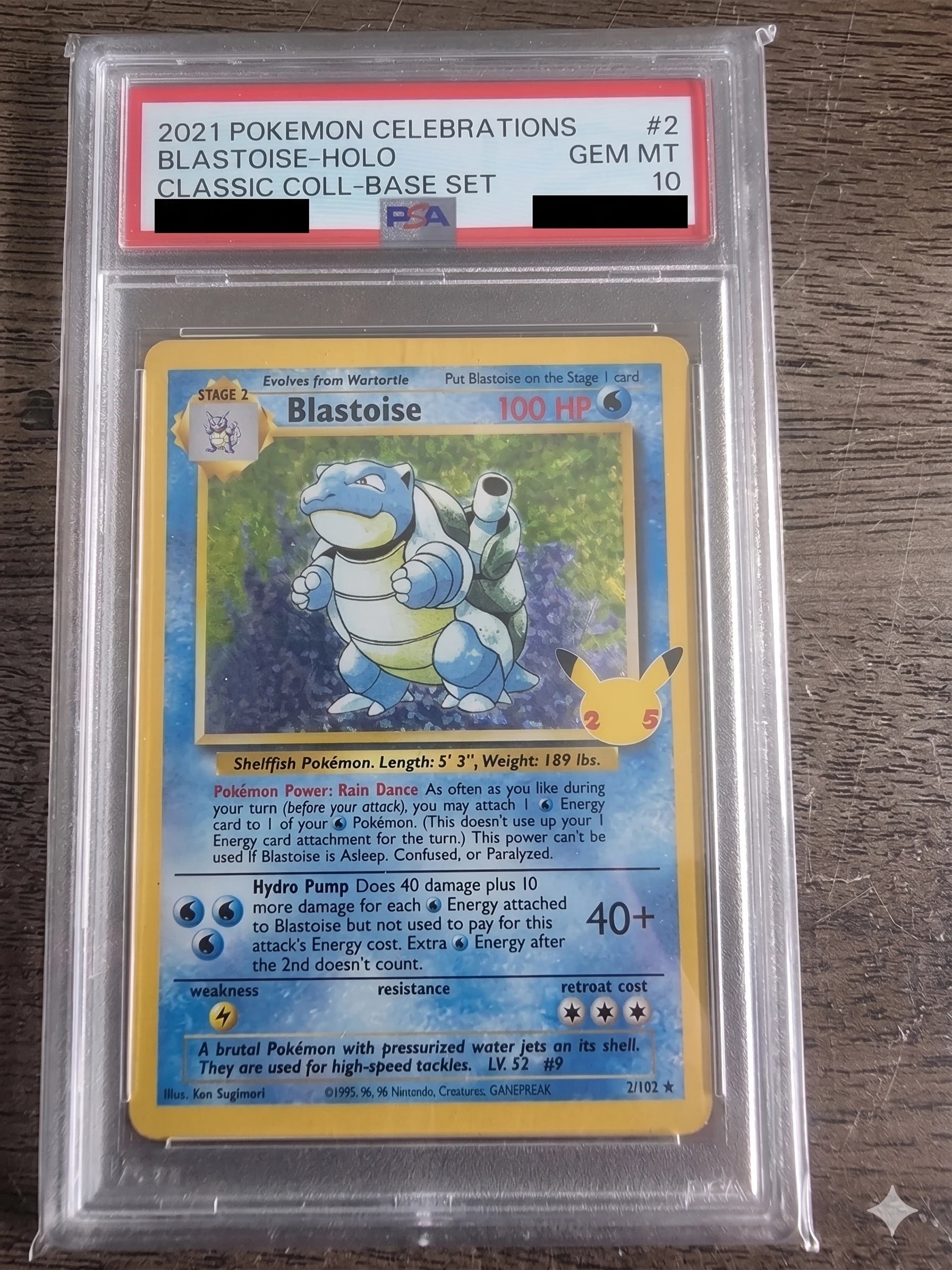 Blastoise Holo PSA 10 Gem MT - Celebrations 25th Anniversary Classic Collection Base Set - Slab PSA certifié - Pokémon TCG Suisse